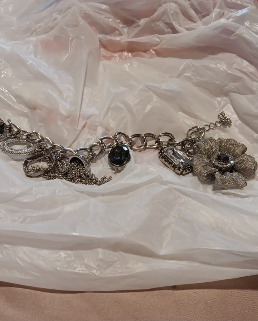 Nwt Nordstrom Rack Silver-Tone Floral Charm Bracelet - Women's Jewelry